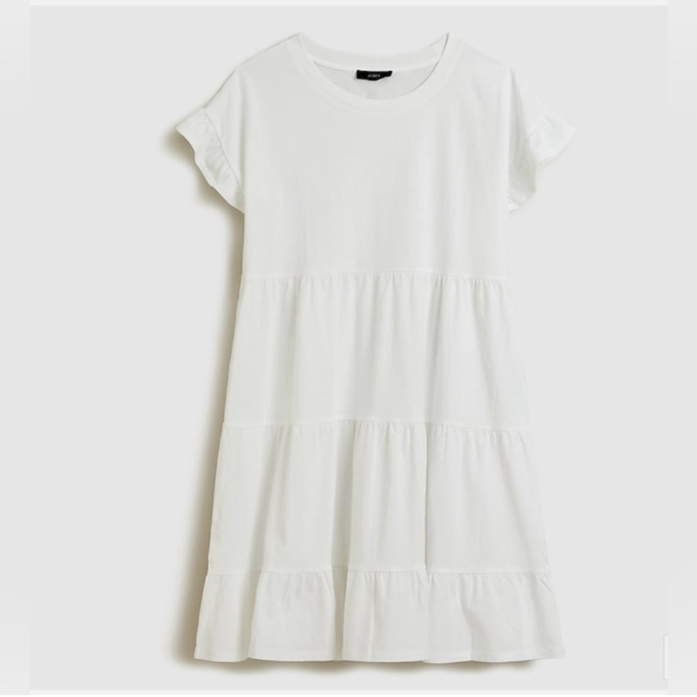 J. CREW Broken-in jersey tiered mini‎ dress in white size medium - Picture 2 of 15